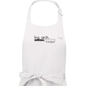 Kuchyňská zástěra In progress titul Ing. arch. inženýr architekt / inženýrka architektka - Pánská zástěra na vaření - Univerzální velikost ( Bílá )