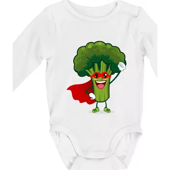 Super Brokolice - Body kojenecké s dlouhým rukávem - Dlouhý r. 3-6 měs ( Bílá )