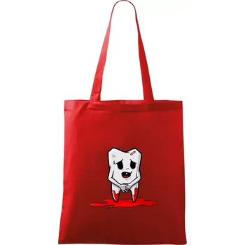Nákupní taška Vytržený zoubek - Taška bavlněná - 42 x 38 cm ( Červená )