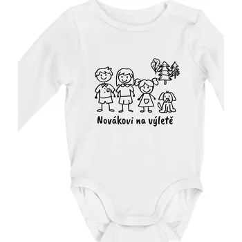 Kojenecký body Vaše rodina na výletě - Body kojenecké s dlouhým rukávem - Dlouhý r. do 3 měs ( Bílá )