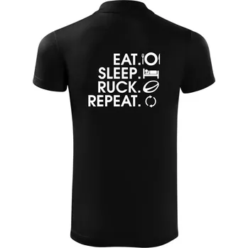 Pánská košile Eat sleep Rugby - Polokošile Victory sportovní (dresovina) - 3XL ( Černá )