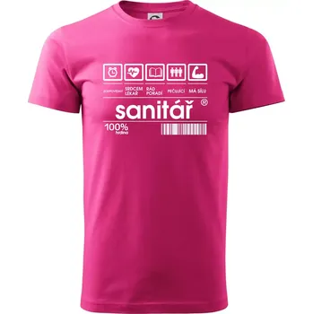 Pánská móda Čárový kód sanitář - Klasické pánské triko vyšší gramáže - M ( Purpurová )