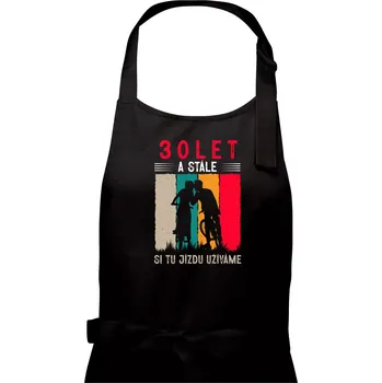 Kuchyňská zástěra Výročí cyklista 30 - Pánská zástěra na vaření - Univerzální velikost ( Černá )