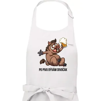 Kuchyňská zástěra Po pivu bývám divočák - Pánská zástěra na vaření - Univerzální velikost ( Bílá )