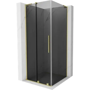 Mexen Velar L posuvná sprchová kabina 90 x 90 cm, grafitová, kartáčované zlato - 871-090-090-43-55 Sprchové kouty