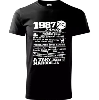 1987 v kostce - Klasické pánské triko vyšší gramáže - L ( Černá )