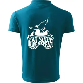 Pánská košile Eat sleep ride repeat - hory - Polokošile pánská Pique Polo 203 - 4XL ( Tmavý tyrkys )