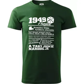 Pánské tričko 1949 v kostce - Triko extra velké (5-8XL) - 7XL ( Lahvově zelená )