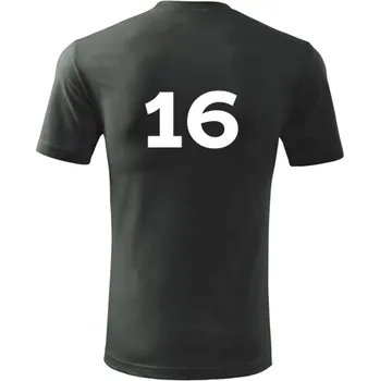 Pánská móda Grafitové tričko s číslem 16 - na fotbal - fotbalové tričko - barva antracit - velikost XXL