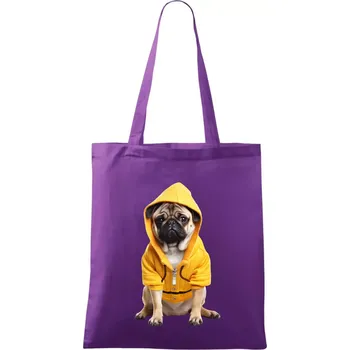 Mops v mikině - Taška bavlněná - 42 x 38 cm ( Fialová )