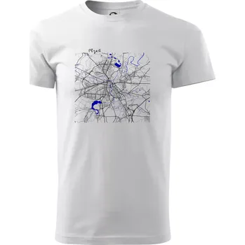 Plzeň mapa s vodními toky - Triko extra velké (5-8XL) - 7XL ( Bílá )