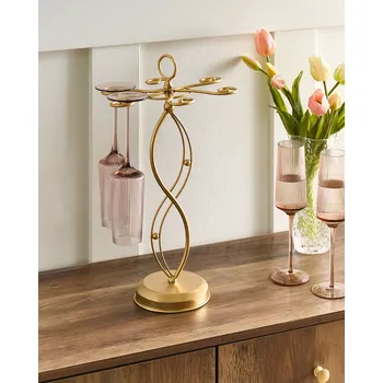Sklenice Stojan na sklenice na víno zlatý železný 43 x 33 x 14 cm na skleničky moderní styl jídelna Beliani