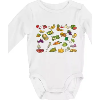 Kojenecký body Ovoce a zelenina - Body kojenecké s dlouhým rukávem - Dlouhý r. do 3 měs ( Bílá )