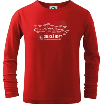 Chlapecké tričko Profil Orlických hor - Triko dětské Long Sleeve - 122 cm/6 let ( Červená )