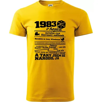 Pánské tričko 1983 v kostce - Triko extra velké (5-8XL) - 7XL ( Žlutá )