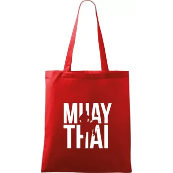Nákupní taška Nápis Muay Thai - Taška bavlněná - 42 x 38 cm ( Červená )