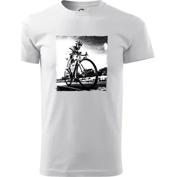 Pánské tričko Cyklista černobílá cesta - Triko extra velké (5-8XL) - 7XL ( Bílá )
