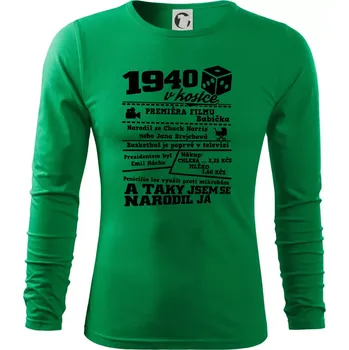 Pánské oblečení 1940 v kostce - Triko s dlouhým rukávem FIT-T long sleeve - S ( Středně zelená )