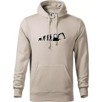 Pánská mikina Evoluce bagr malý - Mikina pánská Cape s kapucí - 5XL ( Ledově šedá )