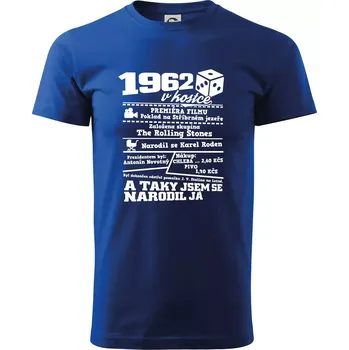 Pánské tričko 1962 v kostce - Triko extra velké (5-8XL) - 8XL ( Královská modrá )