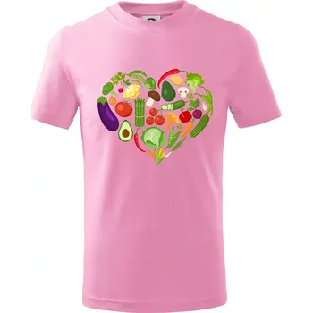 Zelenina Srdce - Tričko dětské bavlněné - 98 cm / 2 roky ( Růžová )