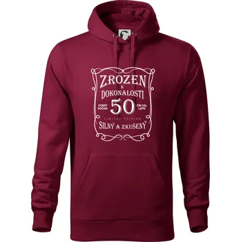 Pánská mikina Zrozen k dokonalosti 50 - Mikina pánská Cape s kapucí - 5XL ( Garnet )