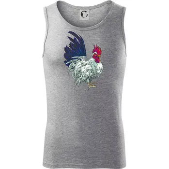 Kohout kreslený bílý - Tílko pánské Core - M ( Tmavě šedý melír )