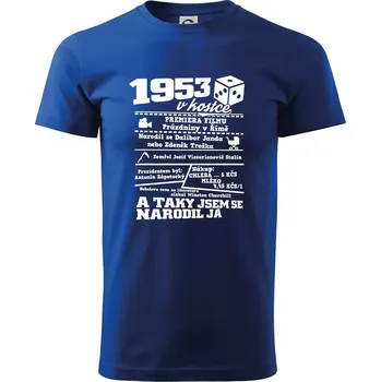 Pánské tričko 1953 v kostce - Triko extra velké (5-8XL) - 8XL ( Královská modrá )