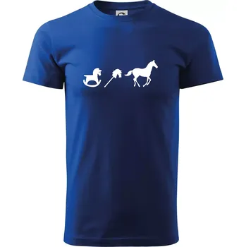 Pánské tričko Evoluce koně - Triko extra velké (5-8XL) - 7XL ( Královská modrá )