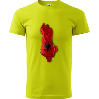 Mapa Albánie reliéf hor - Klasické pánské triko vyšší gramáže - XS ( Limetková )