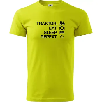 Traktor eat sleep repeat - Klasické pánské triko vyšší gramáže - L ( Limetková )