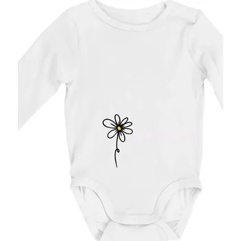 Kojenecké oblečení Kopretina - dole na výšku - Body kojenecké s dlouhým rukávem - Dlouhý r. do 3 měs ( Bílá )