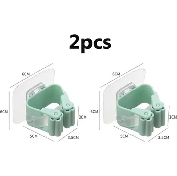 Věšák Držák mopu bez vrtání na stěnu | věšák, organizér - zelená 2 ks