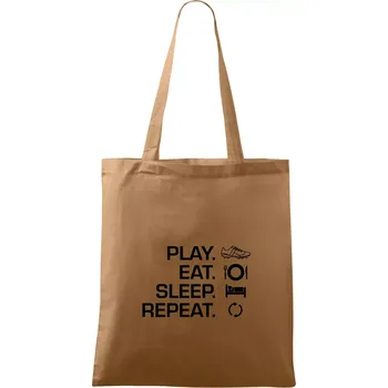 Play Eat Sleep Repeat fotbal - Taška bavlněná - 42 x 38 cm ( Cappuccino )