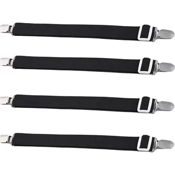 Prostěradlo Napínací pásky na prostěradlo set 4 kusy | držák prostěradla, úchytky na ložní - 2 hlavy černé (4 ks)