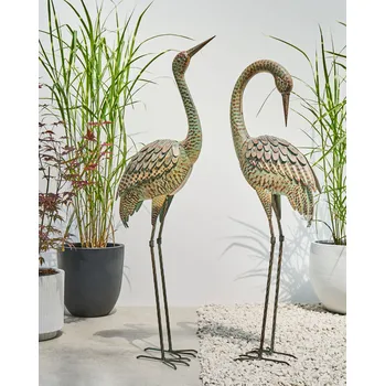 Dekorativní figurka hnědá MgO 97 cm soška jeřáb jarní doplňky moderní styl zahrada obývací pokoj Beliani