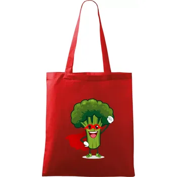 Nákupní taška Super Brokolice - Taška bavlněná - 42 x 38 cm ( Červená )