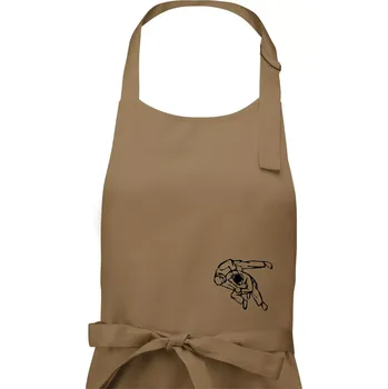 Kuchyňská zástěra Judo nápis + postavy - Pánská zástěra na vaření - Univerzální velikost ( Cappuccino )