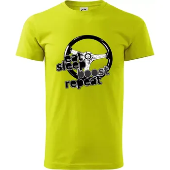 Pánské tričko Eat Sleep Boost repeat - Klasické pánské triko vyšší gramáže - S ( Limetková )