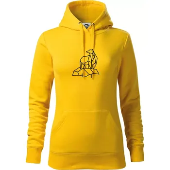 Dámská mikina Geometrie lední medvěd na ledu - Mikina dámská Cape s kapucí - S ( Žlutá )