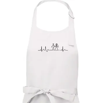 Kuchyňská zástěra EKG svatba - Dámská zástěra na vaření - Univerzální velikost ( Bílá )