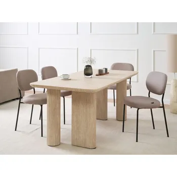 Jídelní stůl světle hnědý MDF 180 x 90 cm obdélníkový se širokými nohami minimalistický styl jídelna kuchyně Beliani