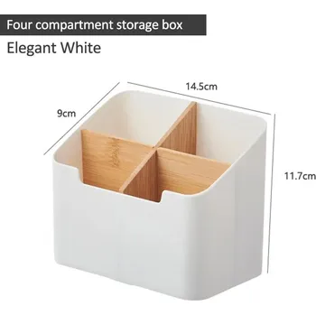 Úložný box Elegantní stolní úložný box na ovladače | stolní organizér, úložný box - bílé-4 mřížky