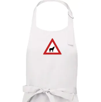 Kuchyňská zástěra Dopravní značka - Pozor vlk - Pánská zástěra na vaření - Univerzální velikost ( Bílá )
