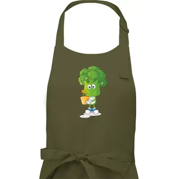 Kuchyňská zástěra Brokolice zahrádkář - Pánská zástěra na vaření - Univerzální velikost ( Khaki )