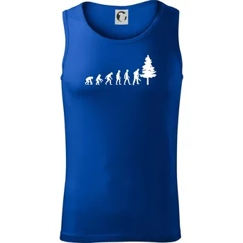 Evoluce dřevorubec - pila a strom - Tílko pánské Core - L ( Královská modrá )