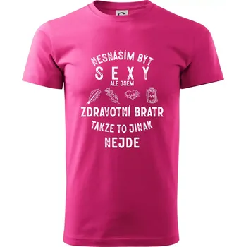 Pánské tričko Nesnáším být sexy zdravotní bratr - Klasické pánské triko vyšší gramáže - S ( Purpurová )