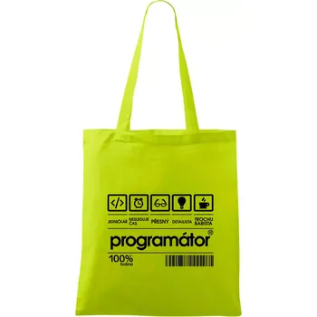 Čárový kód - programátor - Taška bavlněná - 42 x 38 cm ( Limetková )