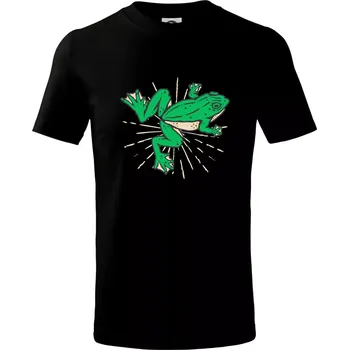 Žába zelená kreslená - Tričko dětské bavlněné - 98 cm / 2 roky ( Černá )