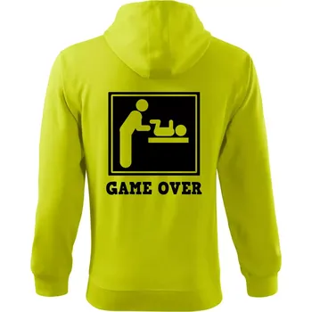 Pánská mikina Game over miminko - Mikina s kapucí na zip trendy zipper - M ( Limetková )